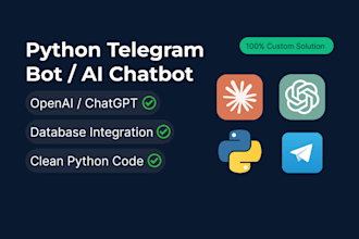 create a custom python telegram bot with database and api