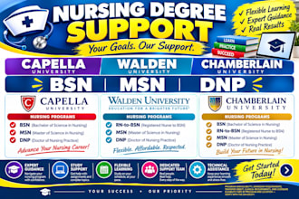 do capella, walden, chamberlain, bsn, msn and dnp nursing