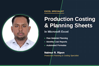 create a production costing and planning sheet in excel
