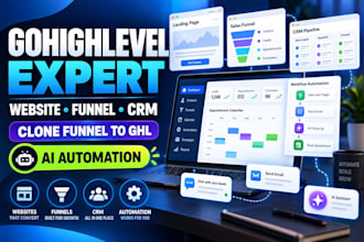 build gohighlevel website, ghl funnel, clone funnel to ghl crm, ai automation