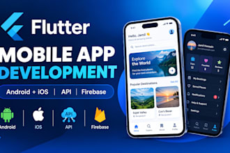 build your flutter mobile app for android and ios with firebase and API