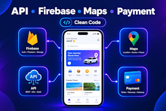 integrate firebase, rest API, google maps and payment in flutter app