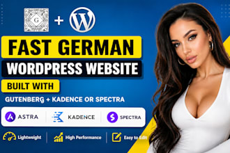 build a fast german wordpress website using gutenberg, kadence, spectra, blocksy
