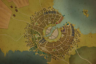 draw a detailed fantasy city, town, village, or kingdom map