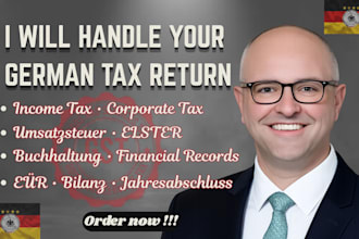handle german tax, bookkeeping, german vat,tax return, income tax, corporate tax
