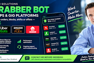 create doordash bot instacart bot uber bot amazon bot grubhub bot auto grabber