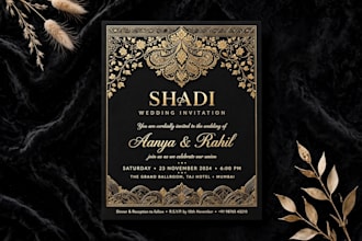 design luxury wedding card, shadi card, invitation card