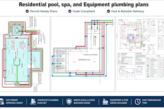 create residential pool, spa and equipment plumbing plans