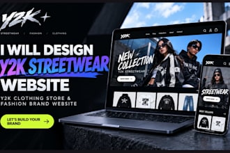 design y2k steetwear, website y2k clothing store fashion brand streetwear logo