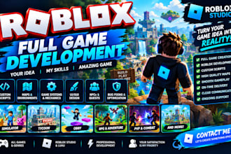 create roblox full game, roblox game development and full game creation