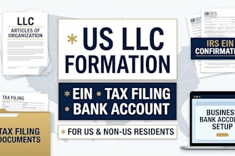 do US llc formation ein tax filling bank account setup for US and non usresident