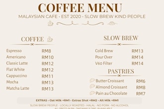design  aesthetic beige cafe poster and coffee menu