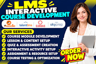 develop an interactive course in moodle lms skyprep lms canvas lms talentlms