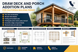 draw deck and porch addition plans for california building permit