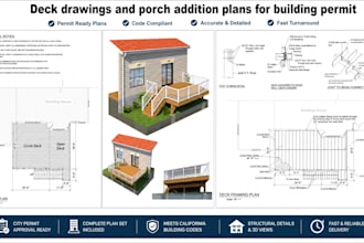 draw deck and porch addition plans for california building permit