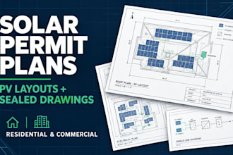 design solar permit plans, pv layouts and permit drawings with stamp