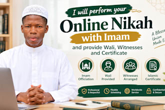 perform your online nikah with imam and provide wali, witnesses and certificate
