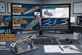 design custom hydraulic cylinders and provide professional cad drawings