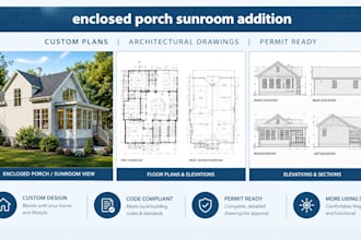 design enclosed porch or sunroom addition plans for permit