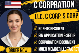 incorporate llc c corp, s corp, llc creation and get ein for non US resident