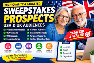 provide sweeps leads, senior elderly leads, USA and UK leads