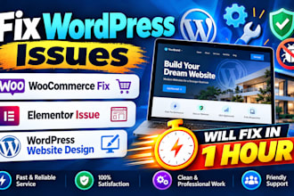 fix wordpress issues, woocommerce fix, elementor issue, wordpress website design
