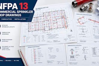 create nfpa 13 commercial sprinkler shop fabrication autocad drawings