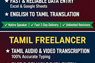 do perfect tamil audio transcription and data entry