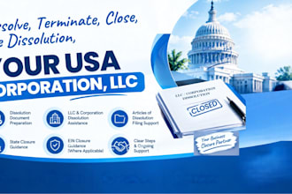 dissolve, terminate, close, file dissolution, your USA corporation, llc