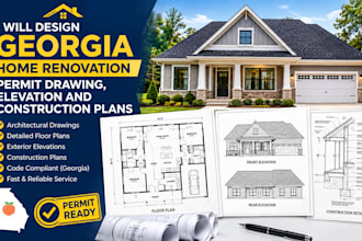 design georgia home renovation permit drawing, elevation and construction plans