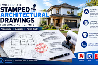create stamped architectural drawings, floor plan, mep plan for building permits
