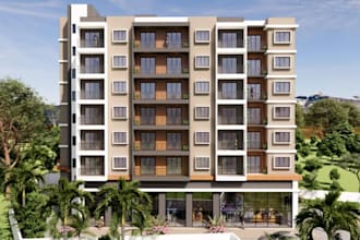 design 3d mixed use building, apartment, hotel, factory and logistics center