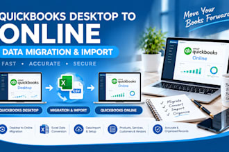 migrate quickbooks desktop to online, excel conversion, data import