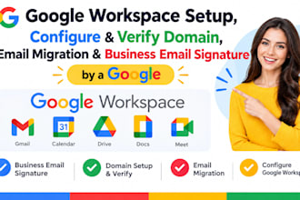 setup google workspace, verify domain, migrate email and create email signature