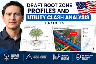 draft root zone profiles and utility clash analysis layouts