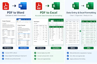 do fast file conversion pdf to excel word and csv