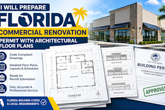 prepare florida commercial renovation permit with architectural floor plans