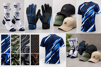 create cgi 3d product mockups and textile design for socks, gloves, caps, shirt