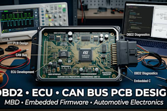 design obd2 automotive pcb design, ecu can bus, mbd and embedded firmware