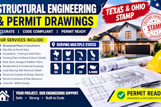 provide structural engineering and permit drawings, texas and ohio stamp