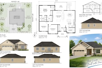 draw architectural 2d floor plan, construction design for site plan