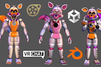 fix, port, retexture, convert, rig custom models for fnaf, vrchat, sfm, mmd, vrm