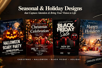 design holiday christmas halloween blackfriday flyer holiday card menu design