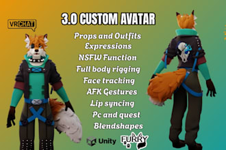 create 3d furry vtuber model nsfw vrchat avatar for pc quest and vtubing
