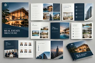 design a real estate brochure, property listing booklet company profile layout