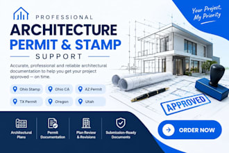 provide architecyure permit and stamp support, architectural drawing