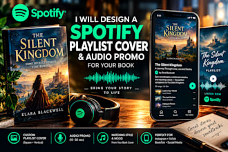design a custom spotify playlist cover and audio promo for your book