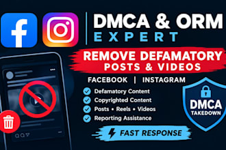 report to remove defamatory copyrighted post and videos on facebook instagram