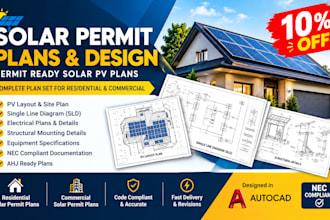 design solar permit plans solar pv permit plan set sld autocad drawings