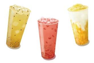 watercolor drink illustration for bubble tea menu
